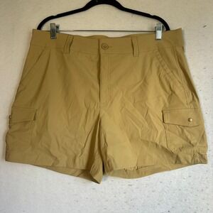 Eddie Bauer Womens Cargo Pocket Shorts Khaki Tan Hiking Stretch Size 16 EB004080